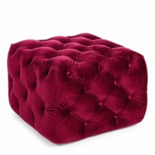 Pouf capitonnè in velluto colore rosso burgundy