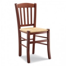 Sedia in legno classica da cucina con sedile in legno o paglia