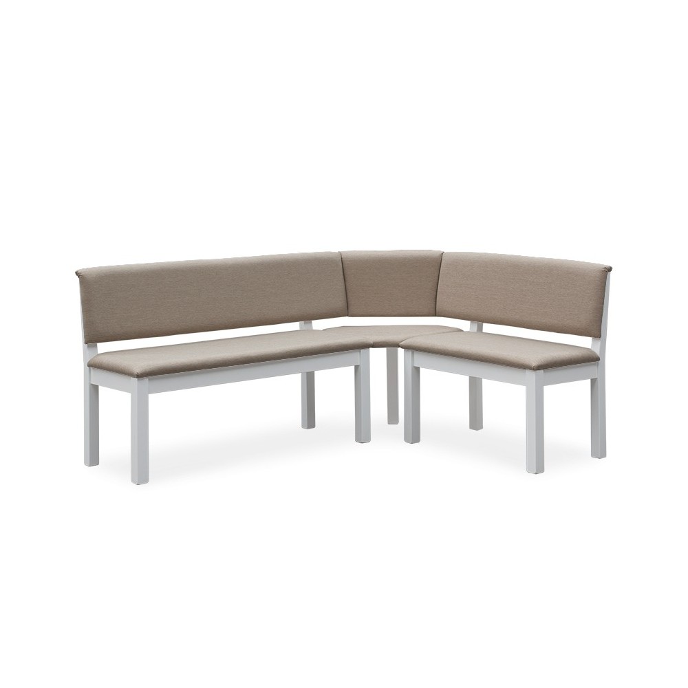 AVANTI TRENDSTORE Birte Panca ad angolo con schienale e seduta imbottita comoda il lato lungo della panca è sulla parte sinistra struttura in legno rivestita in similpelle di colore marrone dimensioni: LAP 200x87x141 cm 